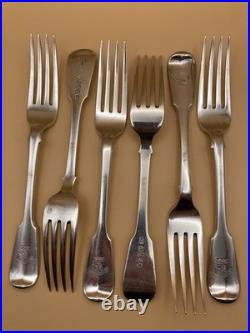 6 FAB SCOTTISH STERLING SILVER TABLE FORKS WILLIAM IV 1835, ANDREW WILKIE 497g 6 FAB SCOTTISH STERLING SILVER TABLE FORKS WILLIAM IV 1835, ANDREW WILKIE 497g