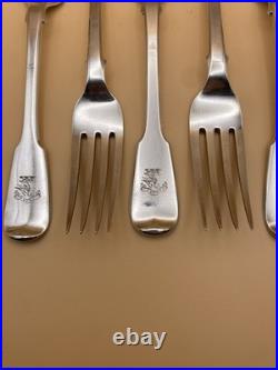 6 FAB SCOTTISH STERLING SILVER TABLE FORKS WILLIAM IV 1835, ANDREW WILKIE 497g