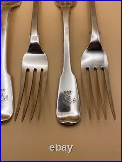 6 FAB SCOTTISH STERLING SILVER TABLE FORKS WILLIAM IV 1835, ANDREW WILKIE 497g