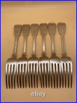 6 FAB SCOTTISH STERLING SILVER TABLE FORKS WILLIAM IV 1835, ANDREW WILKIE 497g