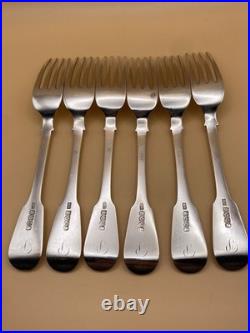 6 FAB SCOTTISH STERLING SILVER TABLE FORKS WILLIAM IV 1835, ANDREW WILKIE 497g