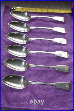 6 Large Georgian Scottish sterling Silver Spoons Edinburgh 1825