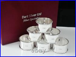 6 NEW Scottish Sterling Silver Napkin Rings in Case, Dart Silver Ltd 2020