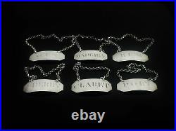 6 Scottish Antique Sterling Silver Decanter Labels, Dick & Robertson c. 1796