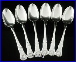 6 Scottish Antique Sterling Silver Dessert Spoons, CRESTED, Elder & Co 1835