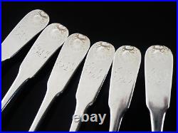 6 Scottish Antique Sterling Silver Teaspoons, Edinburgh 1817
