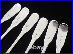 6 Scottish Antique Sterling Silver Teaspoons, Edinburgh 1817