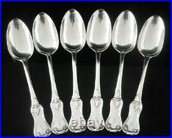 6 Scottish Antique Sterling Silver Teaspoons, King's Hourglass, Glasgow 1845