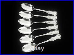 6 Scottish Antique Sterling Silver Teaspoons, King's Hourglass, Glasgow 1845