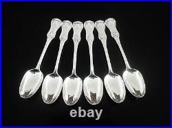 6 Scottish Antique Sterling Silver Teaspoons, King's Hourglass, Glasgow 1845