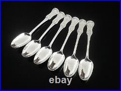 6 Scottish Antique Sterling Silver Teaspoons, King's Hourglass, Glasgow 1845