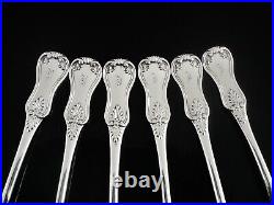 6 Scottish Antique Sterling Silver Teaspoons, King's Hourglass, Glasgow 1845