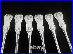 6 Scottish Antique Sterling Silver Teaspoons, King's Hourglass, Glasgow 1845