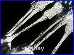 6 Scottish Antique Sterling Silver Teaspoons, King's Hourglass, Glasgow 1845