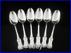 6 Scottish Antique Sterling Silver Teaspoons, King's Hourglass, Glasgow 1845