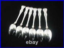6 Unidentified Sterling Silver Teaspoons, Scottish Antique Glasgow 1856 Queen's