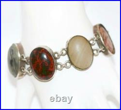 7.25 Antique Victorian Sterling Silver Scottish Agate Bracelet c. 1890