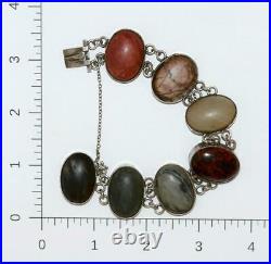 7.25 Antique Victorian Sterling Silver Scottish Agate Bracelet c. 1890