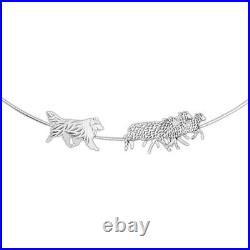 925 Sterling Silver Rough Collie And Sheep Necklace Gift For Dog Lovers Handmade