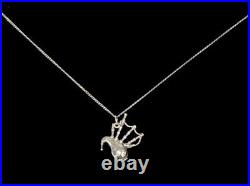 925 Sterling Silver Scottish Bagpipes Instrument Opening Pendant Necklace