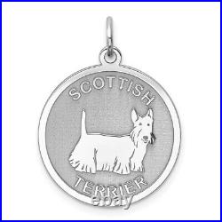 925 Sterling Silver Scottish Terrier Disc Necklace Charm Pendant