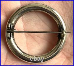925 Sterling Silver Victorian Scottish Agate Plaid Brooch Fully Functional