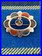A 1.5 Sterling Silver Scots Curling Stone, Broom Brooch. Hallmarked Edinburgh