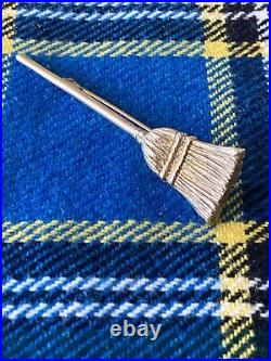 A Sterling Silver Gilt, Scots Curling Broom, Curling Stone Brooch 3 long