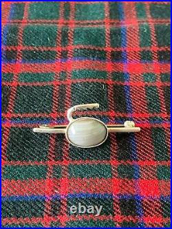 A Superb, Sterling Silver, Scots Montrose Agate, Curling Stone Brooch 1.5 long
