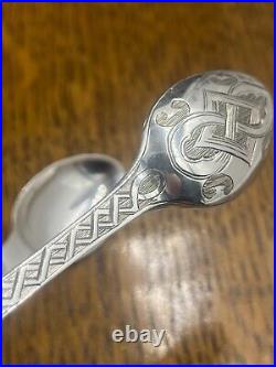 A superb set of Scottish sterling silver teaspoons & sugar tongs Glasgow 1868