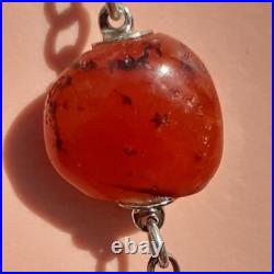 ANTIQUE SCOTTISH SILVER and Polished HARDSTONE NECKLACE 63cm Inch