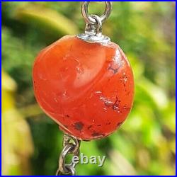 ANTIQUE SCOTTISH SILVER and Polished HARDSTONE NECKLACE 63cm Inch