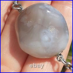 ANTIQUE SCOTTISH SILVER and Polished HARDSTONE NECKLACE 63cm Inch
