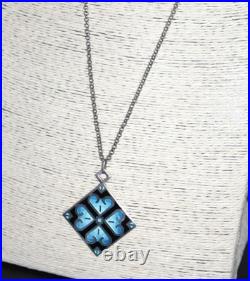 Amazing Hjaltasteyn Sterling & Enamel Pendant Necklace 30 Chain Silver Scottish