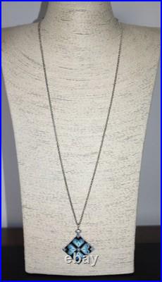 Amazing Hjaltasteyn Sterling & Enamel Pendant Necklace 30 Chain Silver Scottish