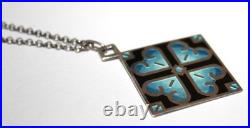 Amazing Hjaltasteyn Sterling & Enamel Pendant Necklace 30 Chain Silver Scottish