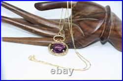 Amazing Scottish Amethyst Watch Fob Pendant 18 Gilt 925 Silver Women's Necklace Amazing Scottish Amethyst Watch Fob Pendant 18 Gilt 925 Silver Women's Necklace
