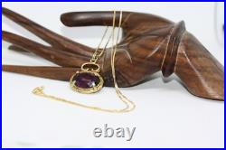 Amazing Scottish Amethyst Watch Fob Pendant 18 Gilt 925 Silver Women's Necklace Amazing Scottish Amethyst Watch Fob Pendant 18 Gilt 925 Silver Women's Necklace