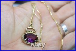 Amazing Scottish Amethyst Watch Fob Pendant 18 Gilt 925 Silver Women's Necklace Amazing Scottish Amethyst Watch Fob Pendant 18 Gilt 925 Silver Women's Necklace