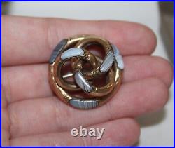 Amazing Victorian Sterling Gold Gilt Montrose Agate Lovers Knot Brooch Scottish