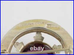 Amethyst and Agate Brooch Sterling Silver Scottish Kilt Pin 925 9g AR84