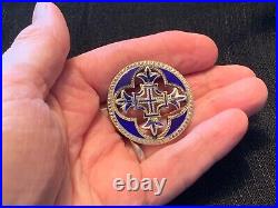 Ant Scottish Sterling Silver Celtic Cross Royal Blue Enameled Kilt Pin Brooch