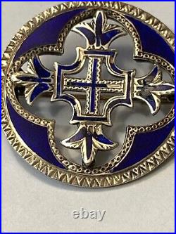 Ant Scottish Sterling Silver Celtic Cross Royal Blue Enameled Kilt Pin Brooch