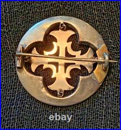 Ant Scottish Sterling Silver Celtic Cross Royal Blue Enameled Kilt Pin Brooch