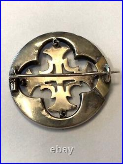 Ant Scottish Sterling Silver Celtic Cross Royal Blue Enameled Kilt Pin Brooch