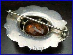 Antique 1860 Scottish Sterling Silver, Citrine & Montrose Agate Cairngorm Brooch