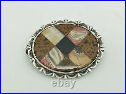 Antique 1860 Victorian Scottish Sterling Silver Agate St Andrews Cross Brooch