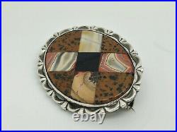 Antique 1860 Victorian Scottish Sterling Silver Agate St Andrews Cross Brooch