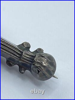 Antique 1860s Victorian Scottish Silver Cello Red & Green Agate Brooch