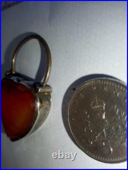 Antique (1885) Scottish Agate &Sterling Silver Heart Padlock Clasp? OFFERS